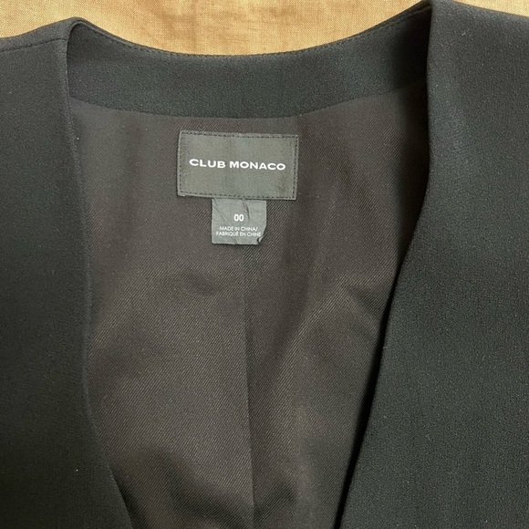 Club Monaco minimalist open front silk blend Black Blazer with Lapel Collar - Picture 10 of 10